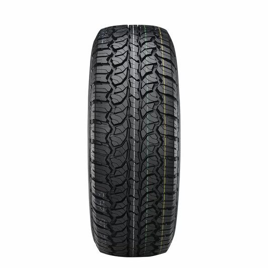 Tire with tread pattern on a white background