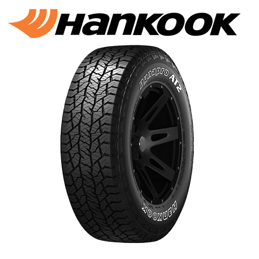 Hankook tire with tread pattern and rim on a white background