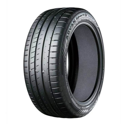 Car tire with 'Advan Sport' branding on a white background