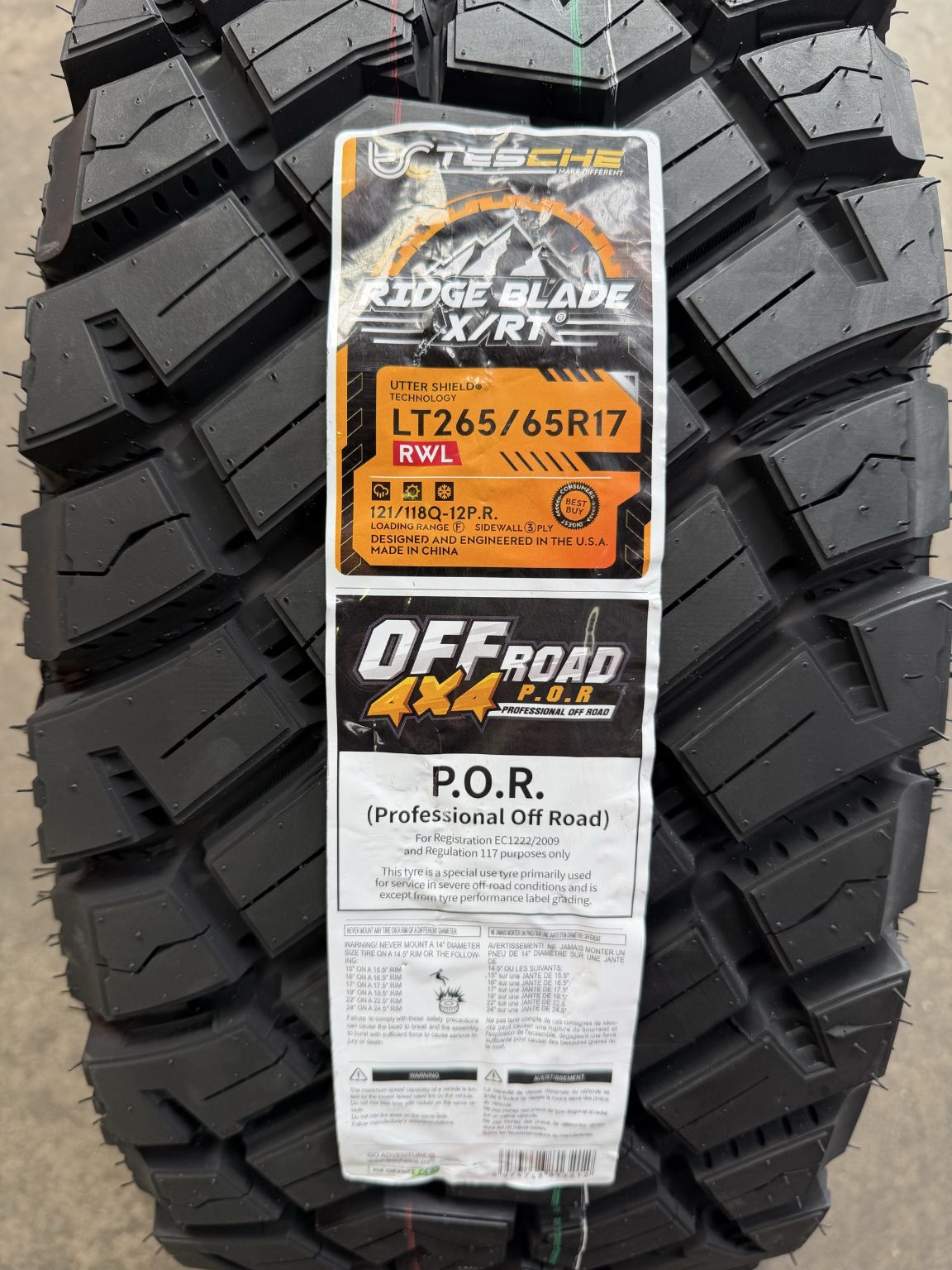 265/65R17 Tesche Ridgeblade X/RT Tyre (Winner of 2025 German Red Dot Award)