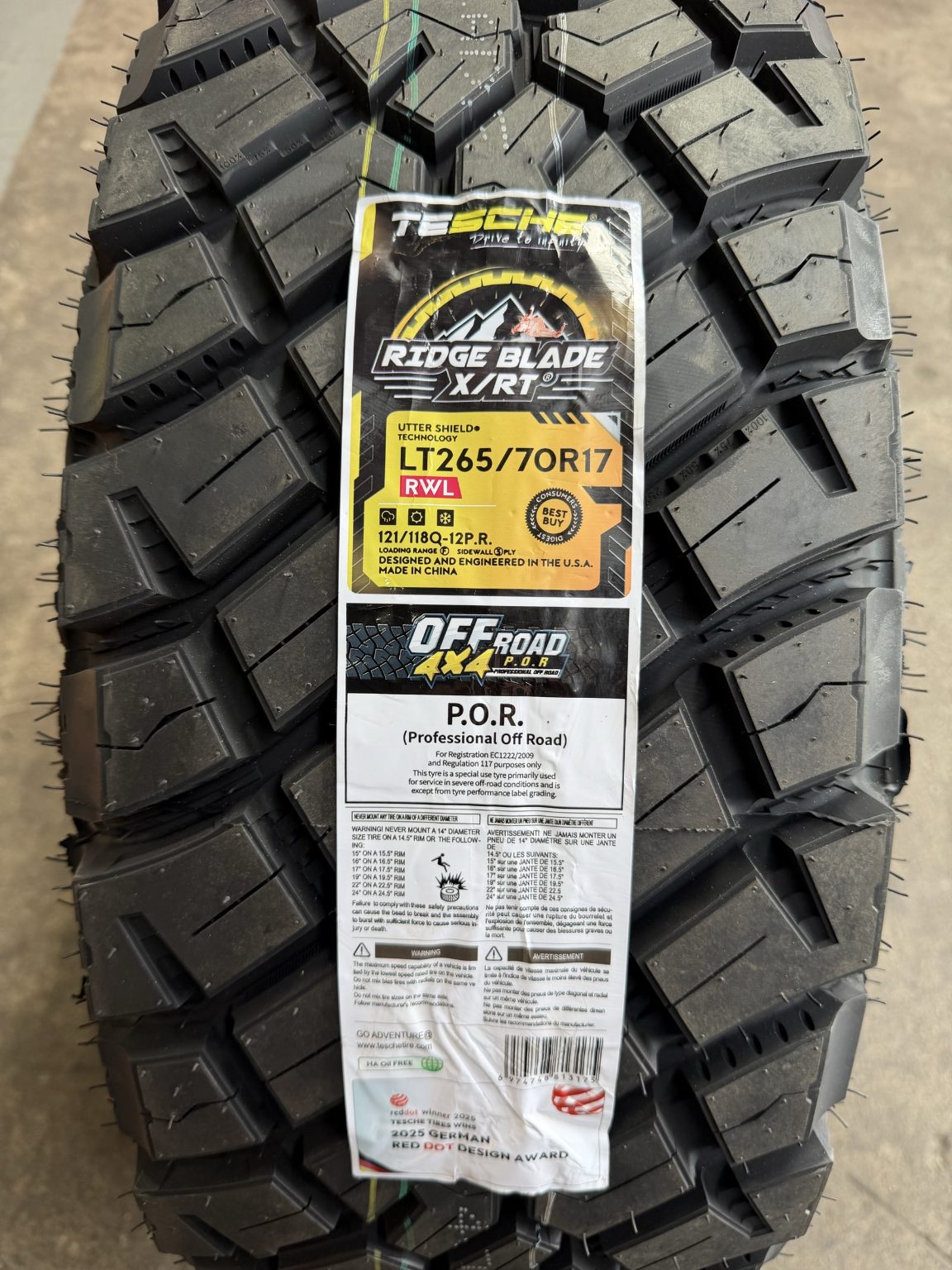 265/70R17 Tesche Ridgeblade X/RT Tyre (Winner of 2025 German Red Dot Award)