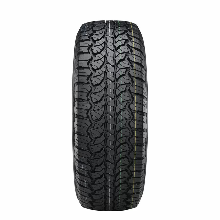 Tire with tread pattern on a white background