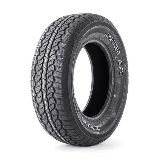 Black tire with 'Royal' branding on a white background